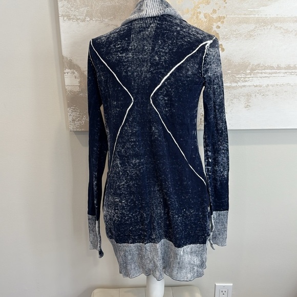 BLANC NOIR huntress  drape front cardigan in dress blues size small - Picture 6 of 8